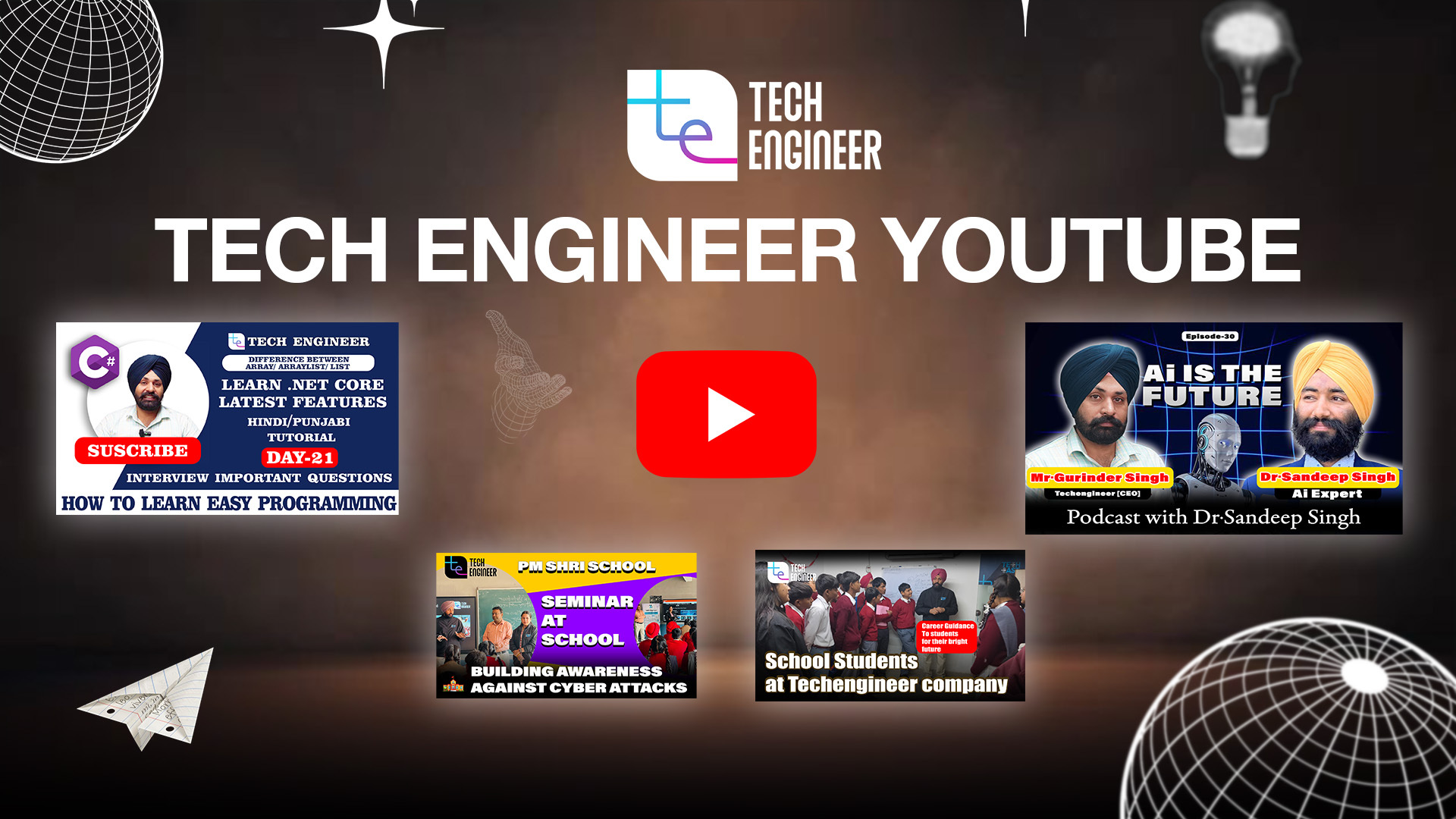 Tech Engineer YouTube channel featuring web development tutorials, IT training courses, and programming roadmaps for beginners in Mohali